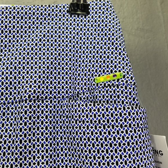 Swing Control Pants Women 2 Geometric Pixie Print Blue Mid-Rise Golf Tennis NEW - Picture 3 of 16